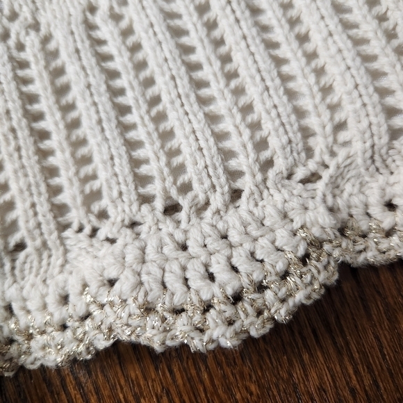 Venus Cream and Gold Crochet Dress Large - Picture 9 of 13